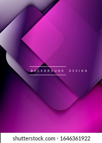 Rounded squares shapes composition geometric abstract background. 3D shadow effects and fluid gradients. Modern overlapping forms. Vector Illustration For Wallpaper, Banner, Background, Card, Book