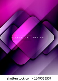 Rounded squares shapes composition geometric abstract background. 3D shadow effects and fluid gradients. Modern overlapping forms. Vector Illustration For Wallpaper, Banner, Background, Card, Book