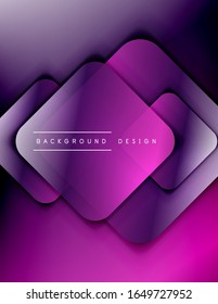 Rounded squares shapes composition geometric abstract background. 3D shadow effects and fluid gradients. Modern overlapping forms. Vector Illustration For Wallpaper, Banner, Background, Card, Book