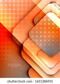 Los cuadrados redondeados componen el fondo abstracto geométrico. Efectos de sombra 3D y gradientes de fluido. Formularios solapados modernos. Ilustración vectorial para papel tapiz, pancarta, fondo, tarjeta, libro