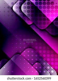 Rounded squares shapes composition geometric abstract background. 3D shadow effects and fluid gradients. Modern overlapping forms. Vector Illustration For Wallpaper, Banner, Background, Card, Book