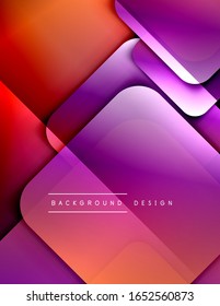 Rounded squares shapes composition geometric abstract background. 3D shadow effects and fluid gradients. Modern overlapping forms. Vector Illustration For Wallpaper, Banner, Background, Card, Book