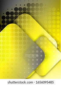 Rounded squares shapes composition geometric abstract background. 3D shadow effects and fluid gradients. Modern overlapping forms. Vector Illustration For Wallpaper, Banner, Background, Card, Book