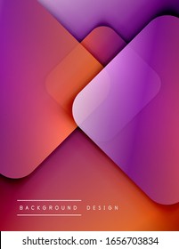Rounded squares shapes composition geometric abstract background. 3D shadow effects and fluid gradients. Modern overlapping forms. Vector Illustration For Wallpaper, Banner, Background, Card, Book