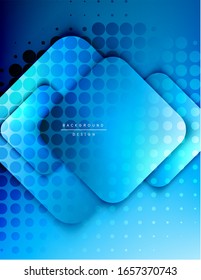 Rounded squares shapes composition geometric abstract background. 3D shadow effects and fluid gradients. Modern overlapping forms. Vector Illustration For Wallpaper, Banner, Background, Card, Book