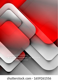Los cuadrados redondeados componen el fondo abstracto geométrico. Efectos de sombra 3D y gradientes de fluido. Formularios solapados modernos. Ilustración vectorial para papel tapiz, pancarta, fondo, tarjeta, libro