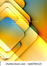 Rounded squares shapes composition geometric abstract background. 3D shadow effects and fluid gradients. Modern overlapping forms. Vector Illustration For Wallpaper, Banner, Background, Card, Book
