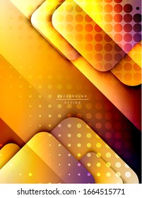 Rounded squares shapes composition geometric abstract background. 3D shadow effects and fluid gradients. Modern overlapping forms. Vector Illustration For Wallpaper, Banner, Background, Card, Book