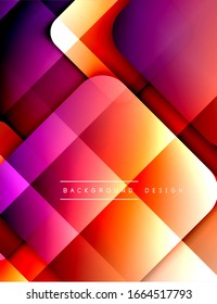 Rounded squares shapes composition geometric abstract background. 3D shadow effects and fluid gradients. Modern overlapping forms. Vector Illustration For Wallpaper, Banner, Background, Card, Book