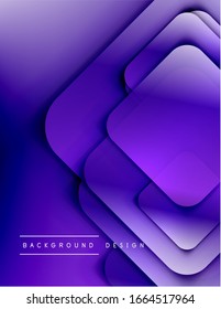 Rounded squares shapes composition geometric abstract background. 3D shadow effects and fluid gradients. Modern overlapping forms. Vector Illustration For Wallpaper, Banner, Background, Card, Book