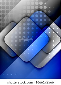 Rounded squares shapes composition geometric abstract background. 3D shadow effects and fluid gradients. Modern overlapping forms. Vector Illustration For Wallpaper, Banner, Background, Card, Book