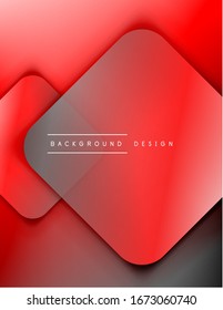 Rounded squares shapes composition geometric abstract background. 3D shadow effects and fluid gradients. Modern overlapping forms. Vector Illustration For Wallpaper, Banner, Background, Card, Book