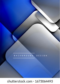 Rounded squares shapes composition geometric abstract background. 3D shadow effects and fluid gradients. Modern overlapping forms. Vector Illustration For Wallpaper, Banner, Background, Card, Book