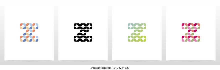 Rounded Squares Star Tiles Letter Logo Design Z