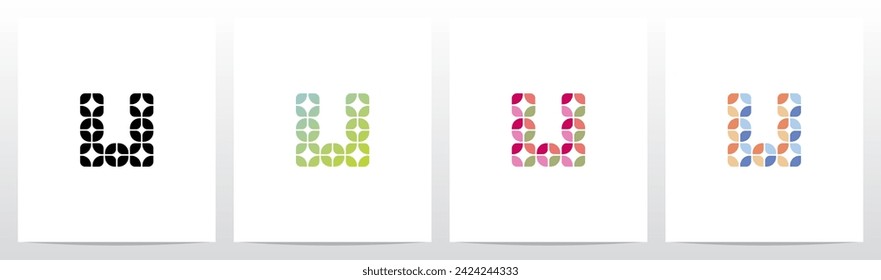 Rounded Squares Star Tiles Letter Logo Design U