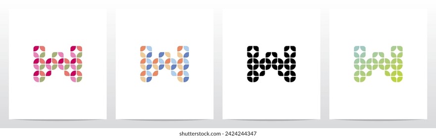 Rounded Squares Star Tiles Letter Logo Design W