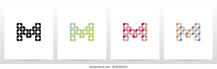 Rounded Squares Star Tiles Letter Logo Design M