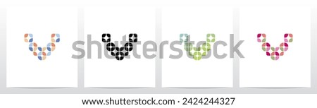 Rounded Squares Star Tiles Letter Logo Design V