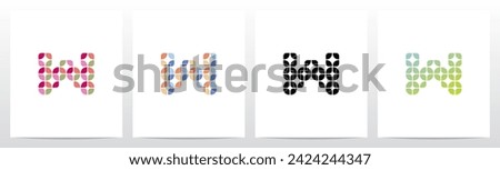 Rounded Squares Star Tiles Letter Logo Design W