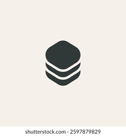 Rounded Stacked Layers Icon Abstract Hexagonal Stack Design