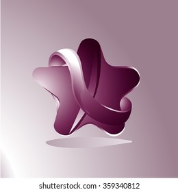 Rounded star, 3d icon. Volume Vector illustration.