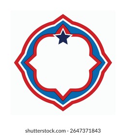Rounded Star Badge with Patriotic Edge