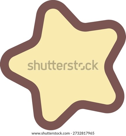Rounded star badge with thick outline and smooth blob shape on clean background. Symbol of reward, goal, rating, success, and highlight. Cartoon vector illustration.