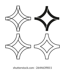 Rounded star icon. Abstract geometric figure. Vector curved form. Decorative symmetry shape.