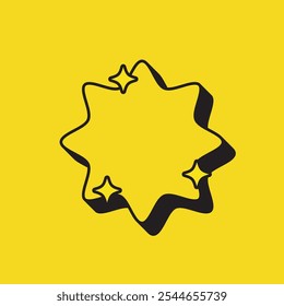 Icône zone de texte rétro étoile arrondie. Elément arrondi ou Ressources de couleur Vintage jaune. Icône Étiquette. Icône Image vectorielle de haute qualité. Image vectorielle modifiable