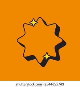Icône zone de texte rétro étoile arrondie. Elément arrondi ou Ressources de couleur orange Vintage. Icône Étiquette. Icône Image vectorielle de haute qualité. Image vectorielle modifiable
