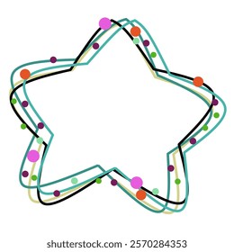Rounded stars frame clipart with colorful polka dots border vector illustration