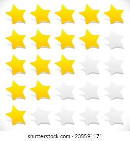 Rounded stars star rating. 5 star rating graphics.