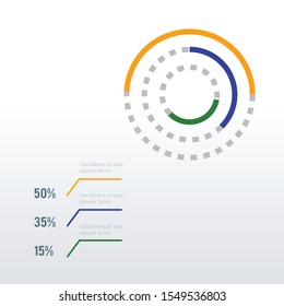Rounded statistical infographic template design. Business concept with 3 options, steps or processes. Vector visualization can be used for workflow layout, diagram, annual report, web