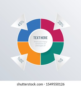 Rounded statistical infographic template design. Business concept with 4 options, steps or processes. Vector visualization can be used for workflow layout, diagram, annual report, web