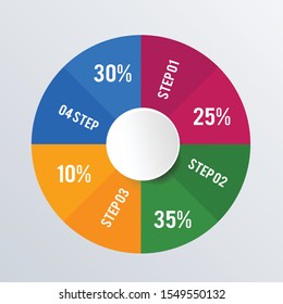 Rounded statistical infographic template design. Business concept with 4 options, steps or processes. Vector visualization can be used for workflow layout, diagram, annual report, web