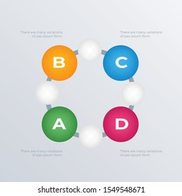 Rounded statistical infographics template design. Business concept infograph with 4 options, steps or processes. Vector visualization can be used for workflow layout, diagram, annual report, web