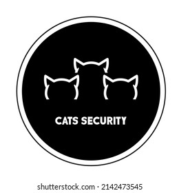 Rounded sticker for guard company on the black background  with text - cats security