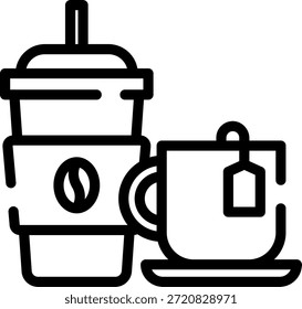 Icono redondeado del café y del té del movimiento