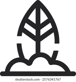 Rounded Stroke Tropical Beach Icon