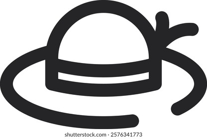 Rounded Stroke Women Hat Icon