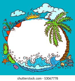 Rounded summer doodle frame