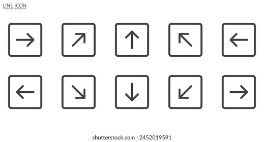 Rounded Thin Icon Set, Navigation arrow set isolated icon. Arrows for the website and app. Control UI Pixel Perfect Well-crafted Vector Thin Line Icons  Arrows icon vector illustration in transparent 