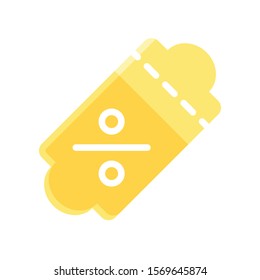 rounded ticket and percentage tag  vector with flat design