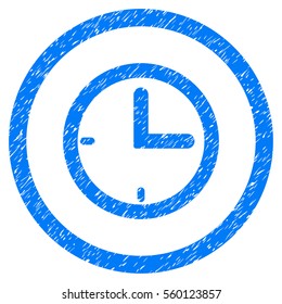 Rounded Time rubber seal stamp watermark. Icon symbol inside circle with grunge design and dust texture. Unclean vector blue sticker.