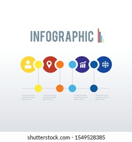 Rounded timeline infographic template design. Business concept infograph with 4 options, steps or processes. Vector visualization can be used for workflow layout, diagram, annual report, web