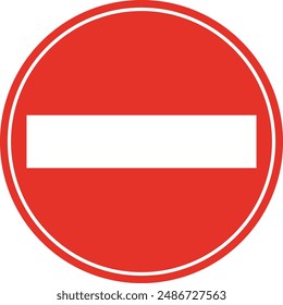 Señal de tráfico redondeada en rojo y blanco, aislado sobre fondo blanco. Entrada prohibida