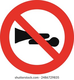 Señal de tráfico redondeada en blanco y rojo, aislado sobre fondo blanco. Bocinas prohibidas