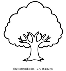 Rounded Tree Outline in Minimal Style for Coloring Design
