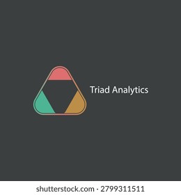 Rounded Triangle Logo With Three Colord Geometric Block. Interlocking Pastel Sangments In Triangular Frame Vector.