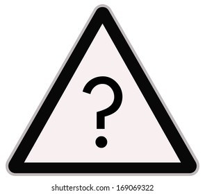 Rounded triangle shape hazard warning sign with question mark symbol . Vector illustration